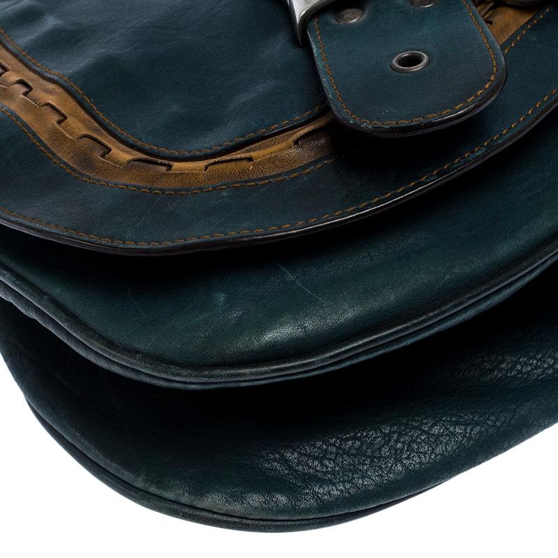Dior Green Leather Large Gaucho Double Saddle Shoulder Bag 5