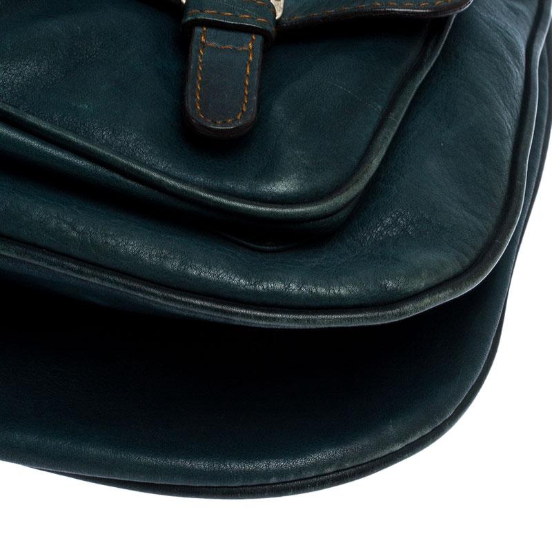 Dior Green Leather Large Gaucho Double Saddle Shoulder Bag 5