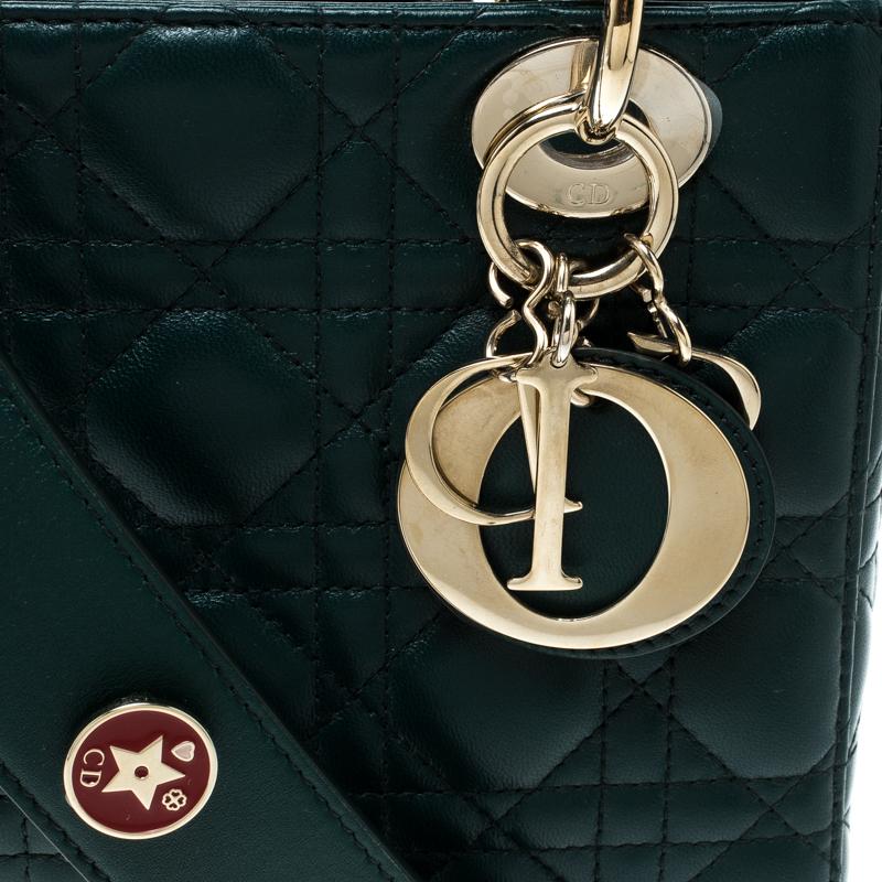 Dior Green Leather Lucky Badges My Lady Dior Top Handle Bag 2