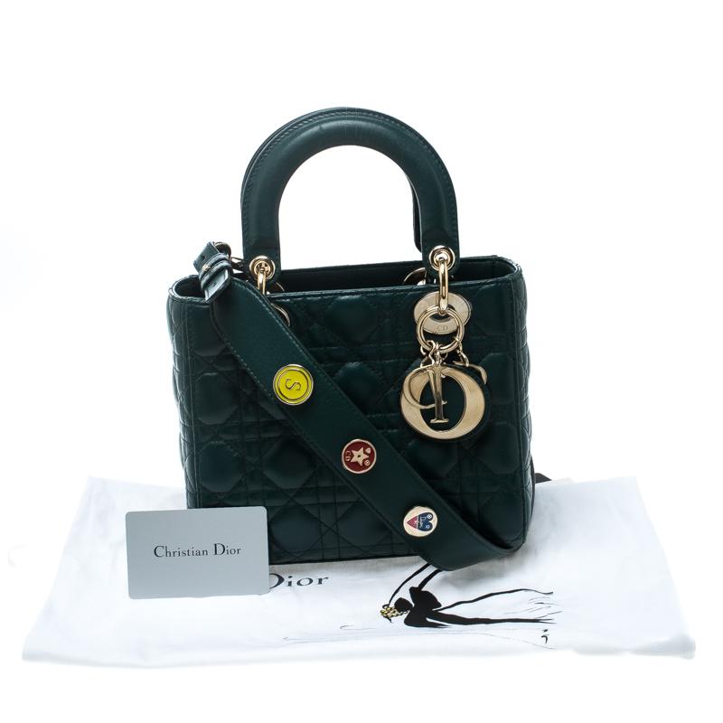 Dior Green Leather Lucky Badges My Lady Dior Top Handle Bag 3