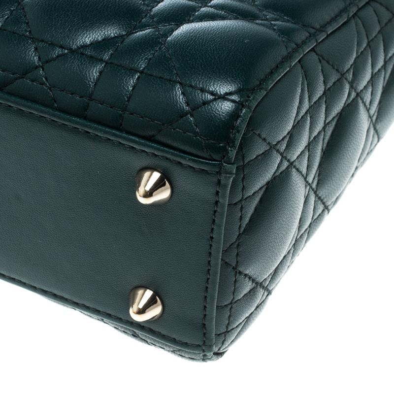 Black Dior Green Leather Lucky Badges My Lady Dior Top Handle Bag