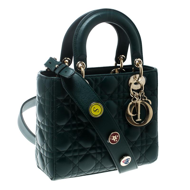Dior Green Leather Lucky Badges My Lady Dior Top Handle Bag 1