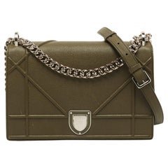 Dior Green Leather Medium Diorama Flap Shoulder Bag