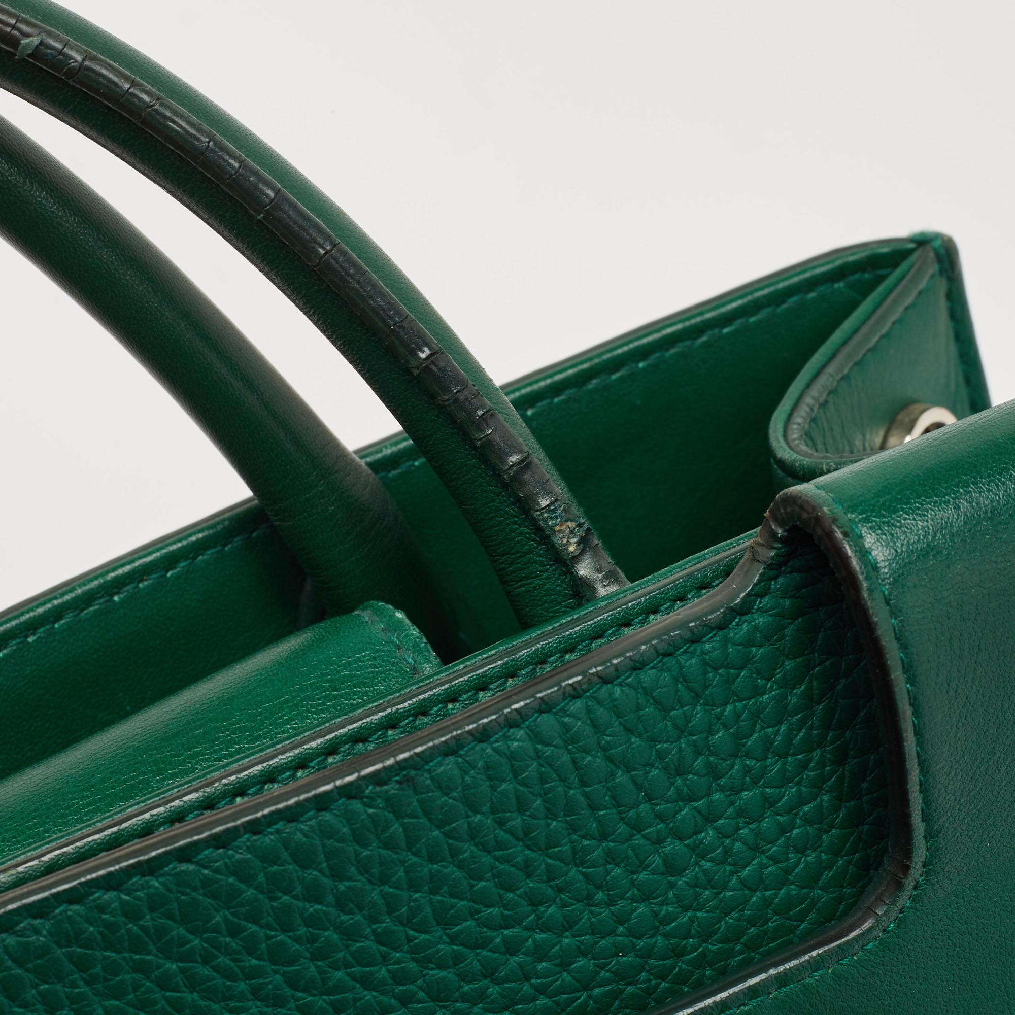 Dior Green Leather Medium Diorever Bag For Sale 8