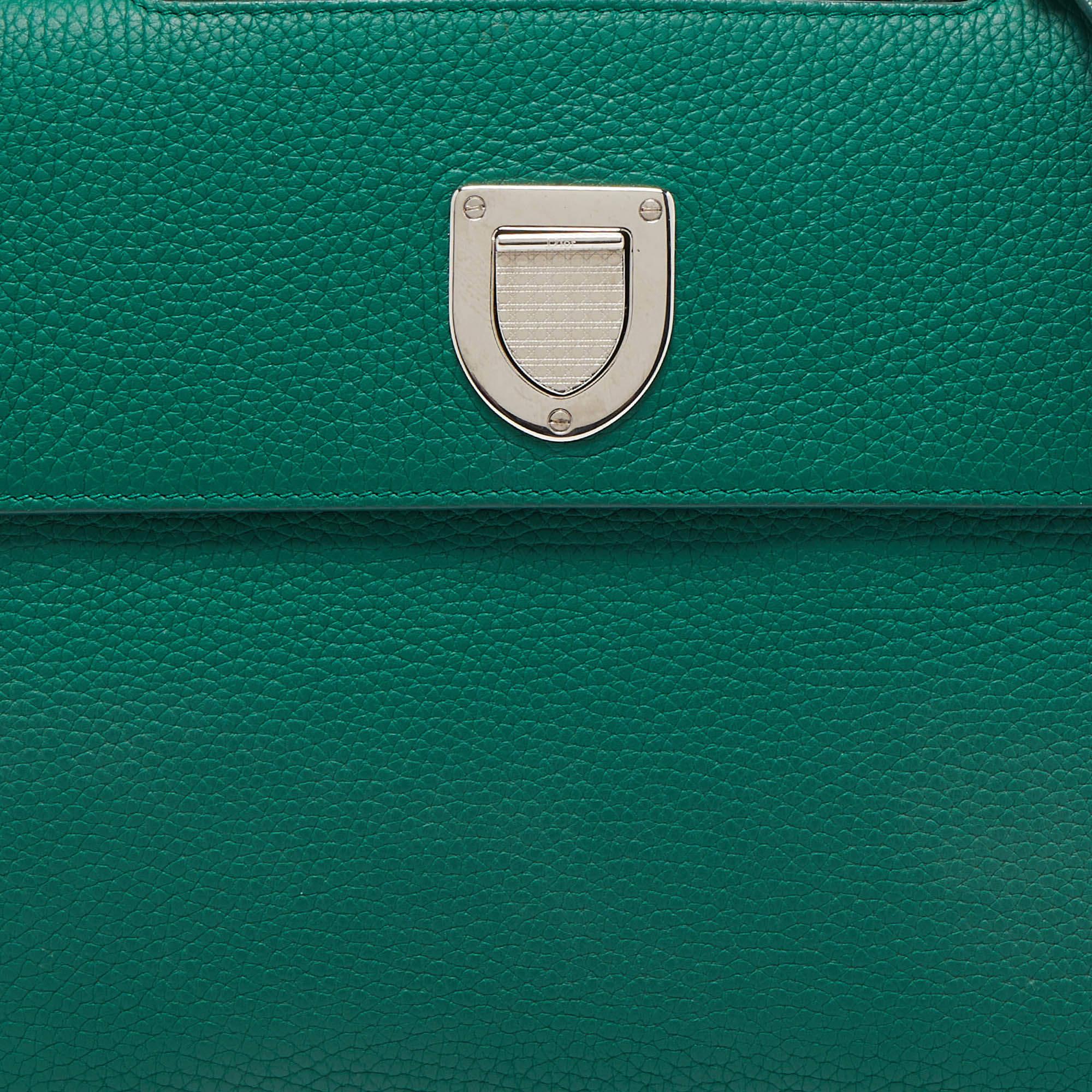 Dior Green Leather Medium Diorever Bag For Sale 13