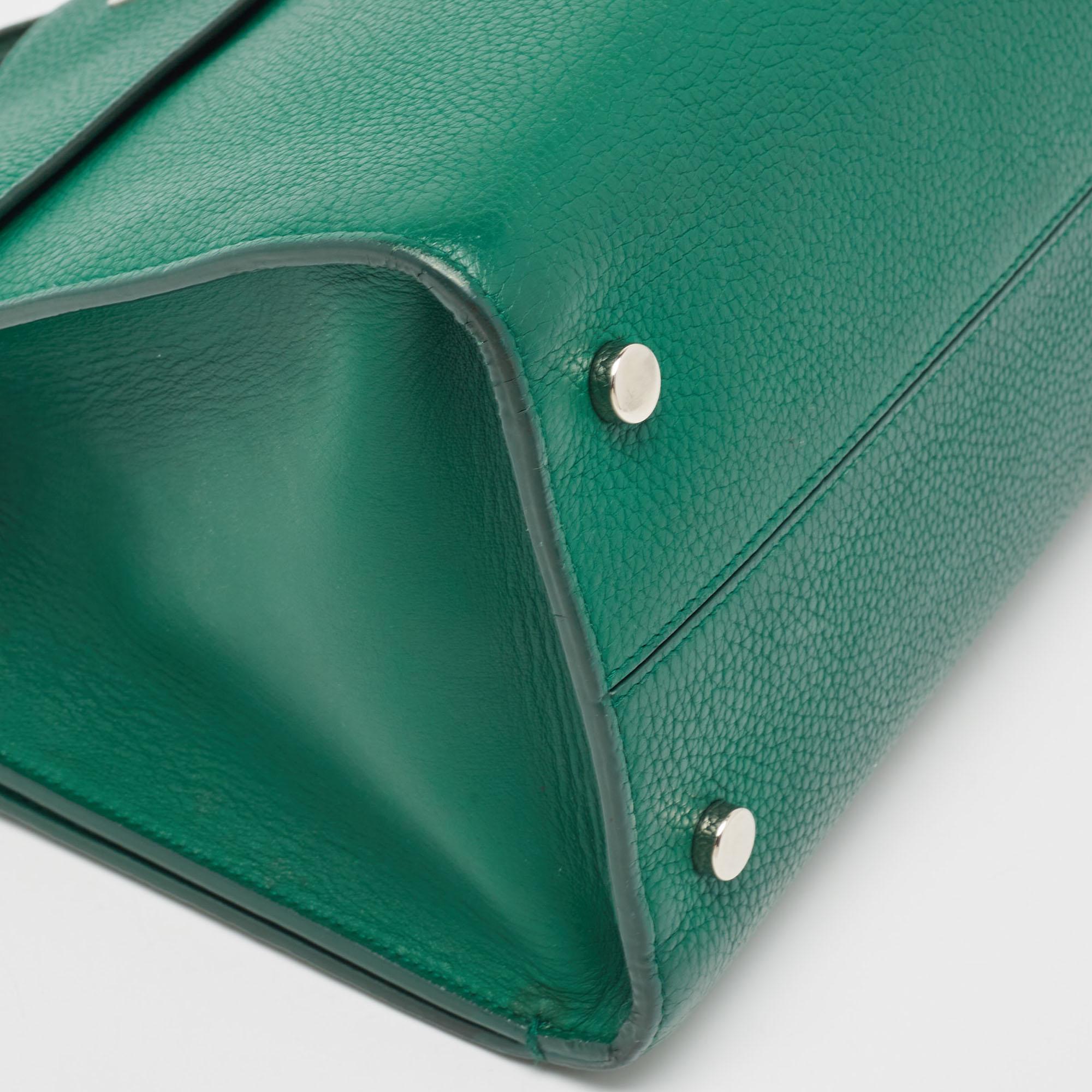 Dior Green Leather Medium Diorever Bag For Sale 3
