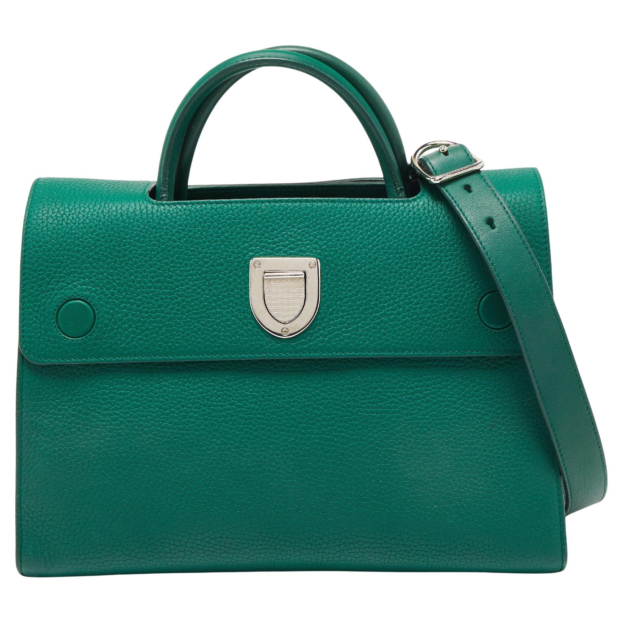 Dior Green Leather Medium Diorever Bag For Sale
