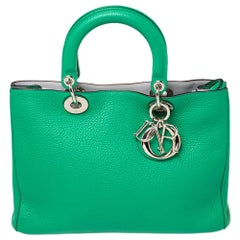 Dior Green Leather Medium Diorissimo Shopper Tote