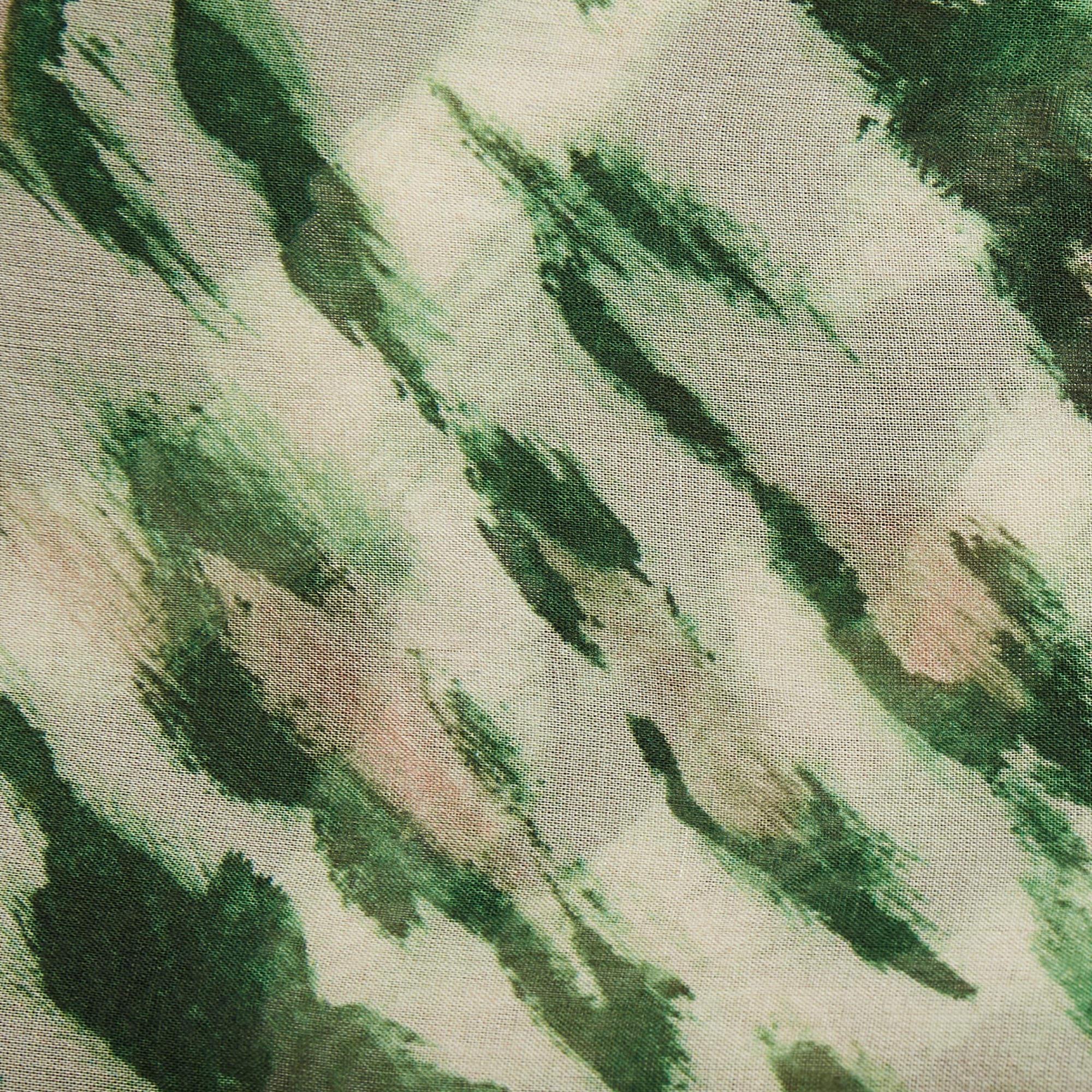 Gray Dior Green Leopard Print Silk Scarf