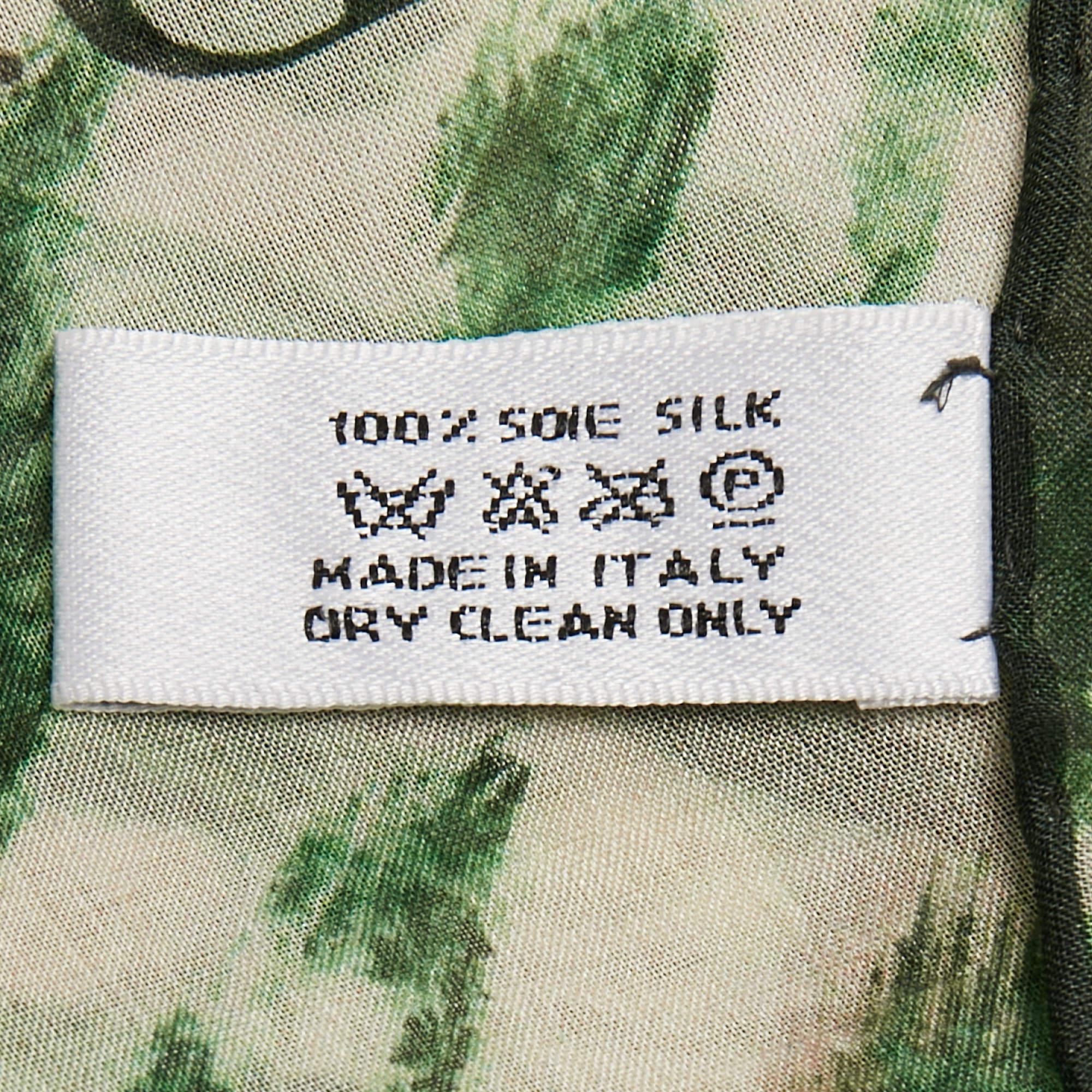 Women's Dior Green Leopard Print Silk Scarf