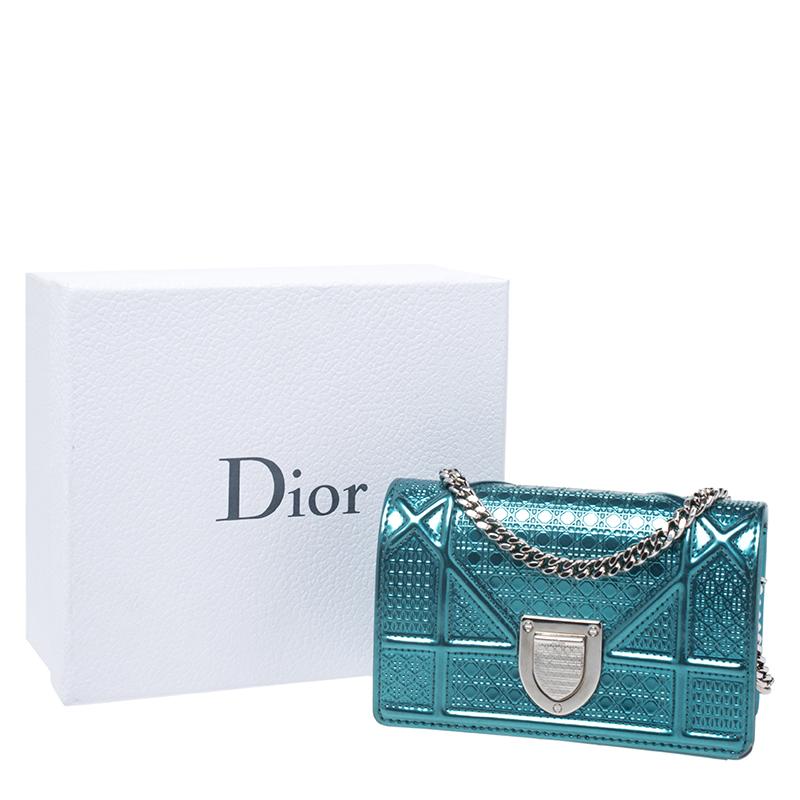Dior Green Micro Cannage Patent Leather Baby Diorama Shoulder Bag 7