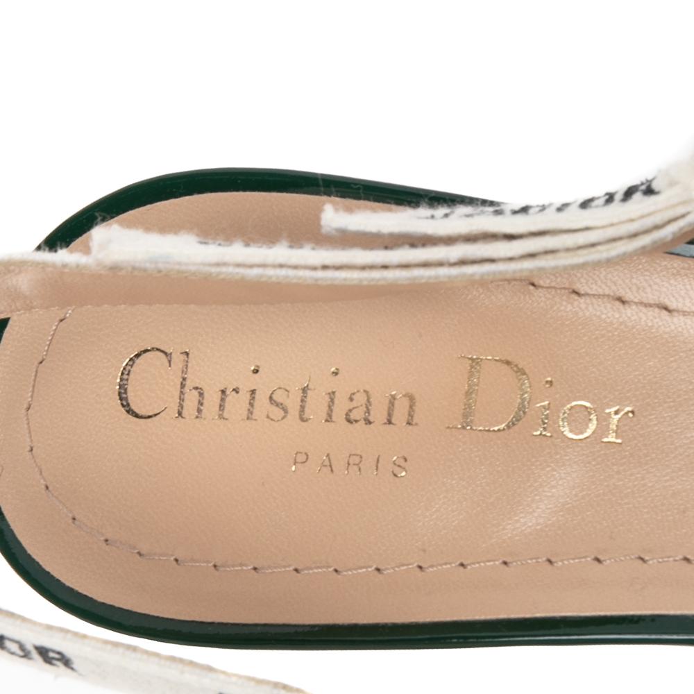 Women's Dior Green Patent Leather J'Adior Slingback Pumps Size 39