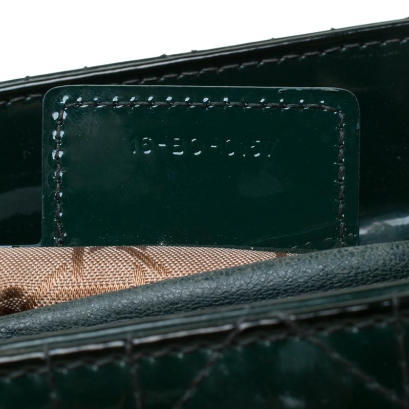 Black Dior Green Patent Leather Medium Lady Dior Tote