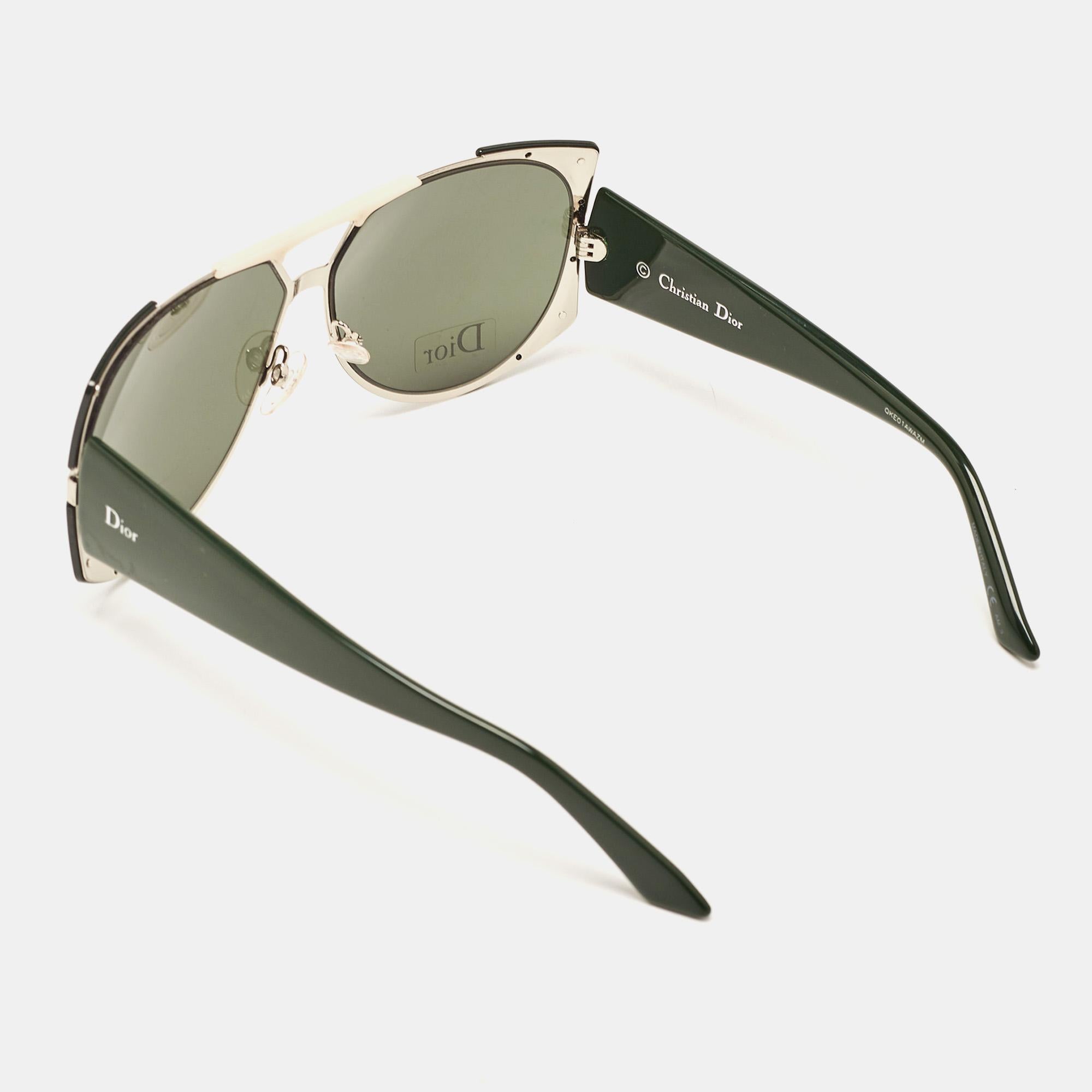 Dior Green PGD85 Enigmatic Oversized Sunglasses In Excellent Condition For Sale In Dubai, Al Qouz 2