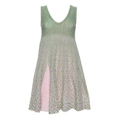 Dior Grün & Rosa Lurexstrick Ausgestelltes Zeltkleid S