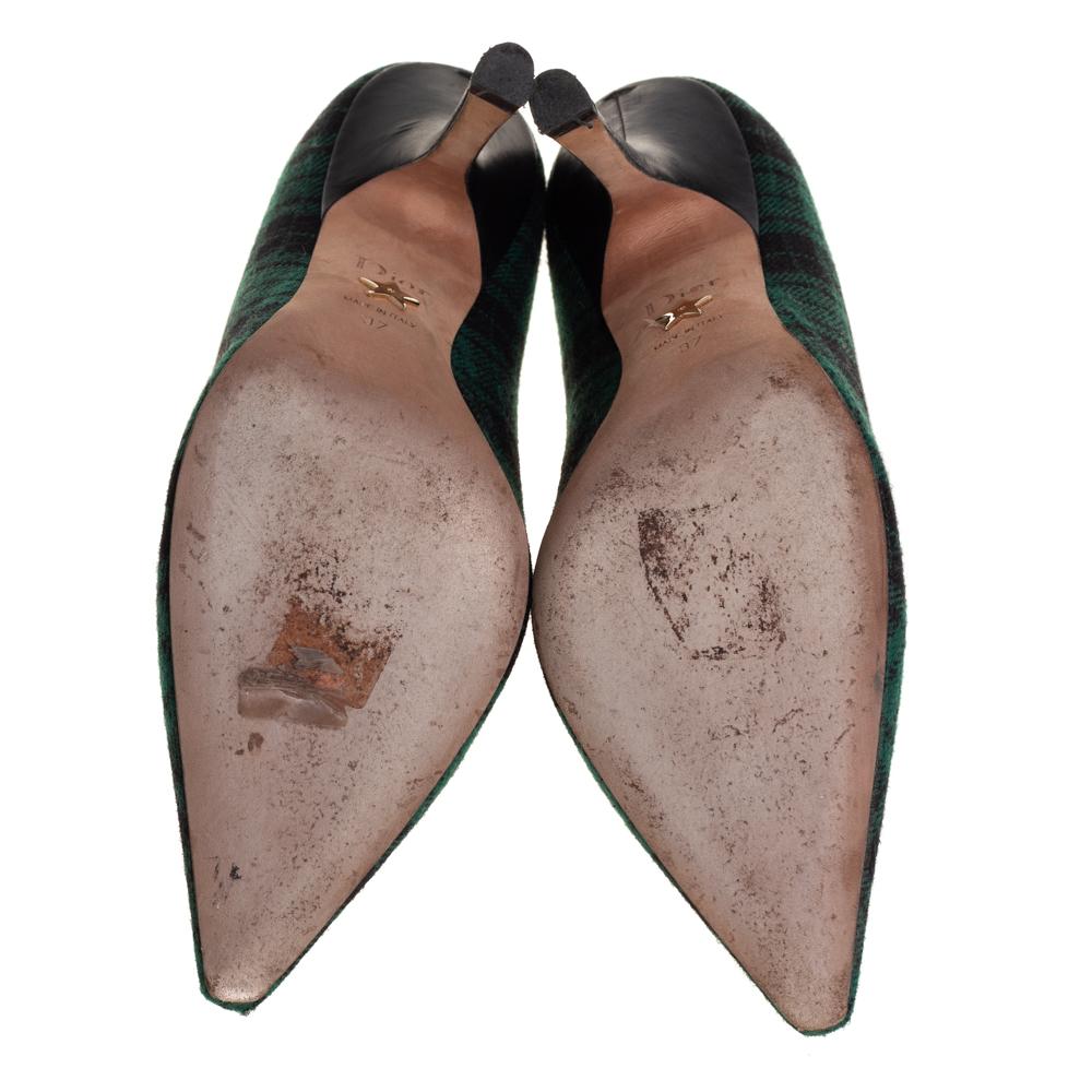 Dior Grün kariert Druck Leinwand J'adior Pumps Größe 37 Damen