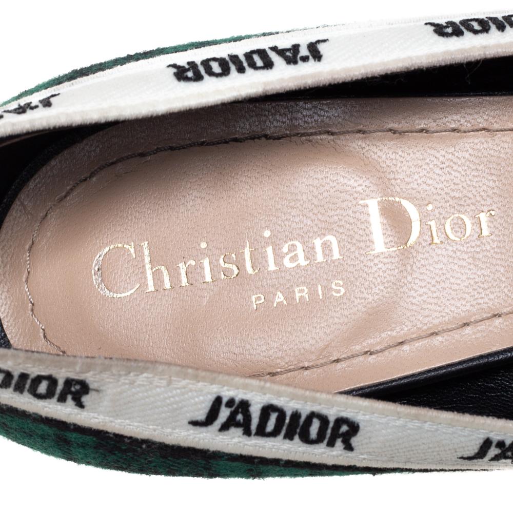 Dior Grün kariert Druck Leinwand J'adior Pumps Größe 37 2