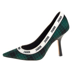 Dior Grün kariert Druck Leinwand J'adior Pumps Größe 37
