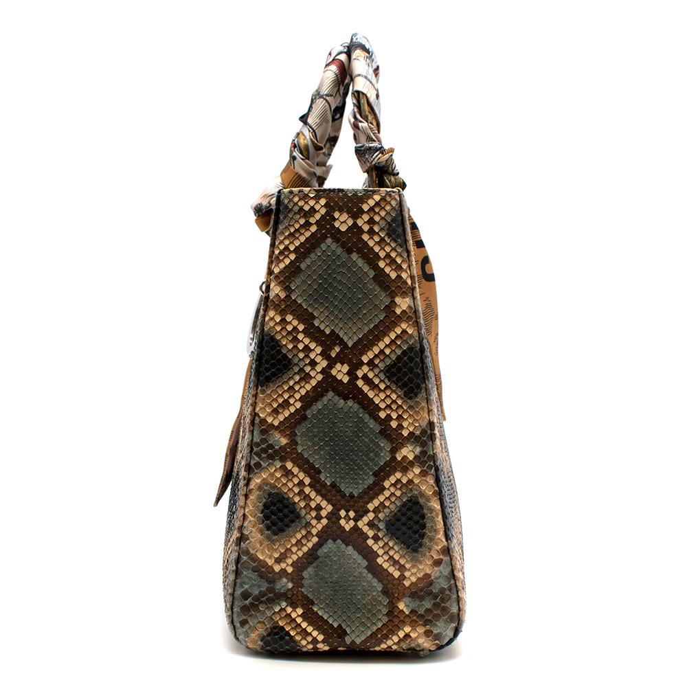 Black Dior Green Python Large Lady Dior Bag with Two Silk Twilly - Large