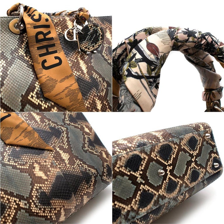 Dior Green Python Large Lady Dior Bag with Two Silk Twilly - Large at ...