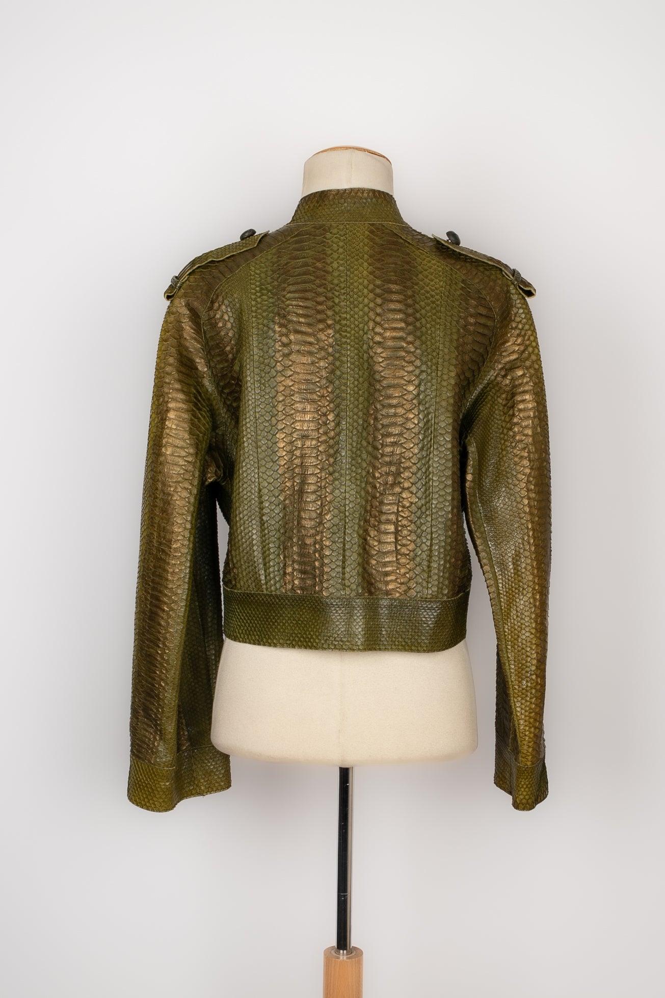 Dior Green Snake Jacket with Bronze Reflection For Sale at 1stDibs