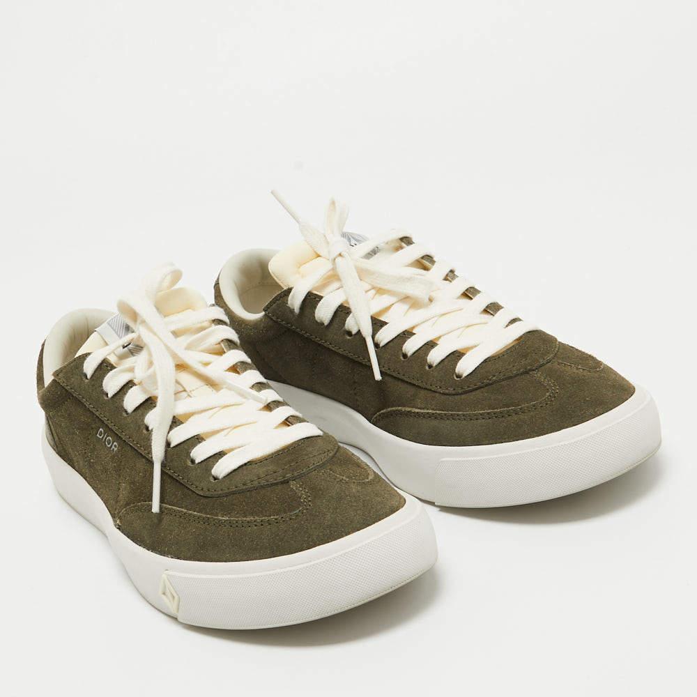 Men's Dior Green Suede and Leather Low Top Sneakers Size 42 For Sale