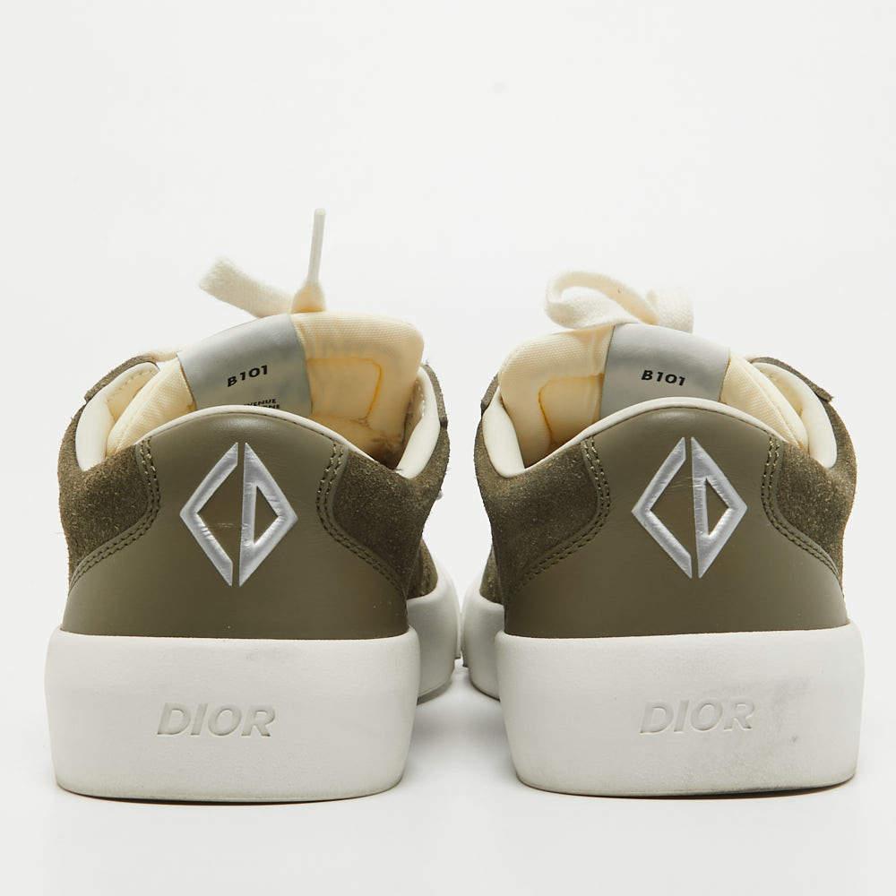 Dior Green Suede and Leather Low Top Sneakers Size 42 For Sale 1