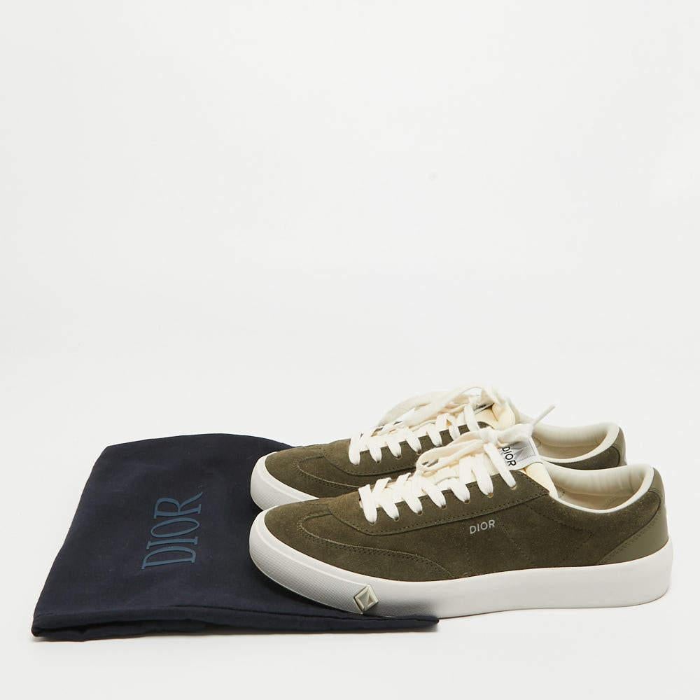 Dior Green Suede and Leather Low Top Sneakers Size 42 For Sale 3