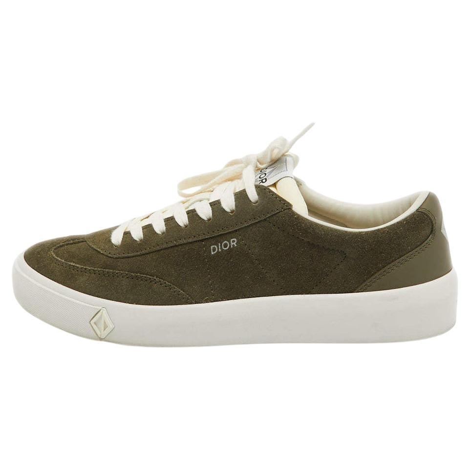 Dior Green Suede and Leather Low Top Sneakers Size 42 For Sale