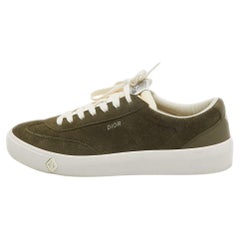 Dior Green Suede and Leather Low Top Sneakers Size 42