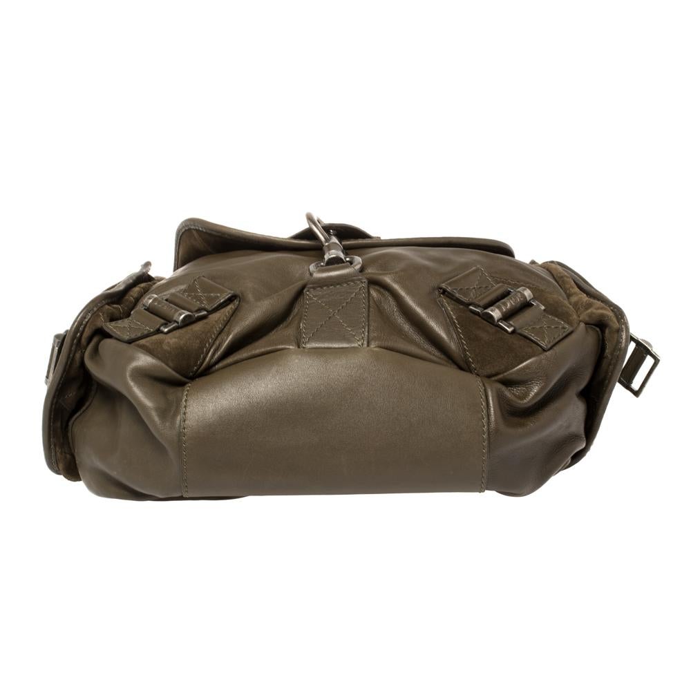 Black Dior Green Suede And Leather Rebelle Hobo