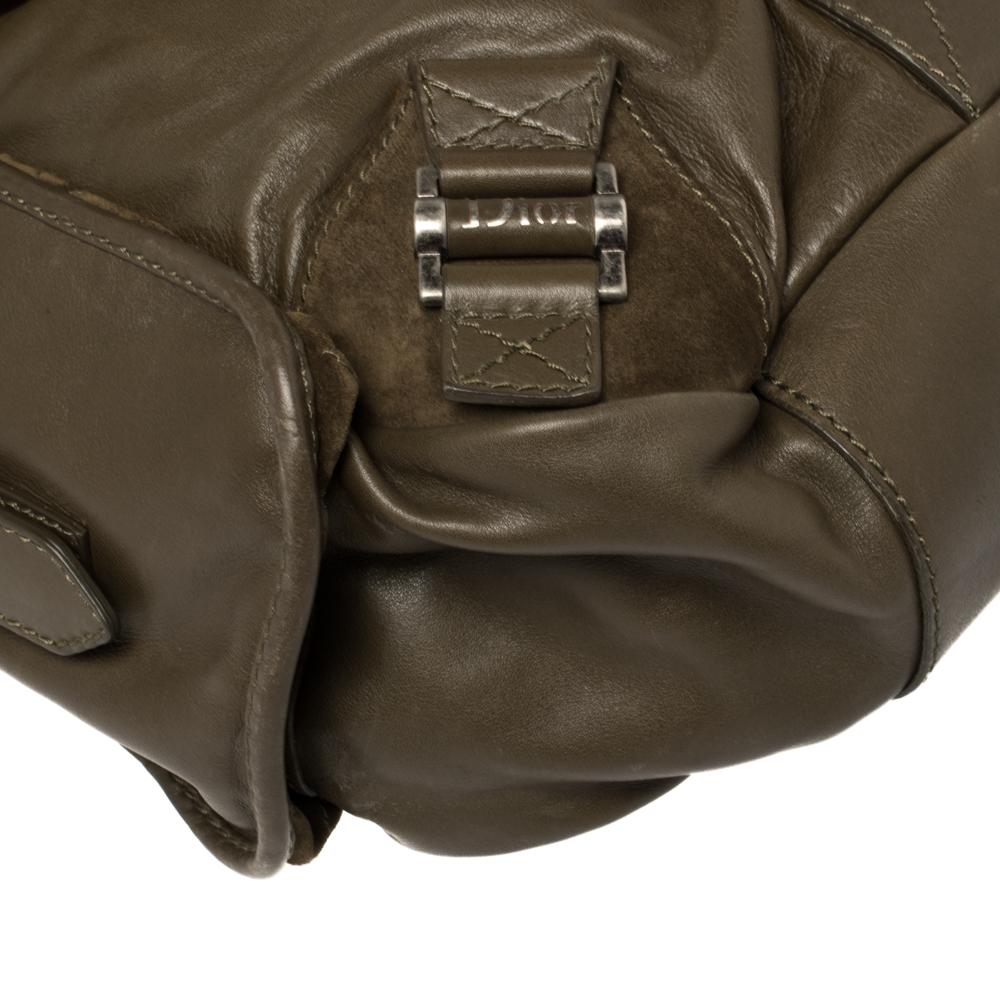 Dior Green Suede And Leather Rebelle Hobo In Good Condition In Dubai, Al Qouz 2