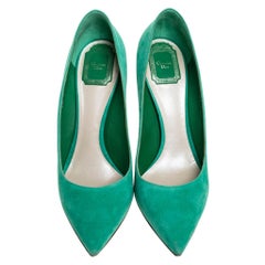 Dior Green Suede Pointed Toe Pumps Size 41