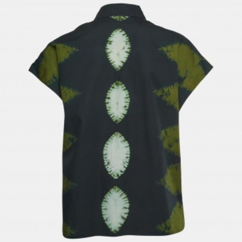 Camisa de manga corta de algodón con estampado de corbata verde Dior M Negro en venta