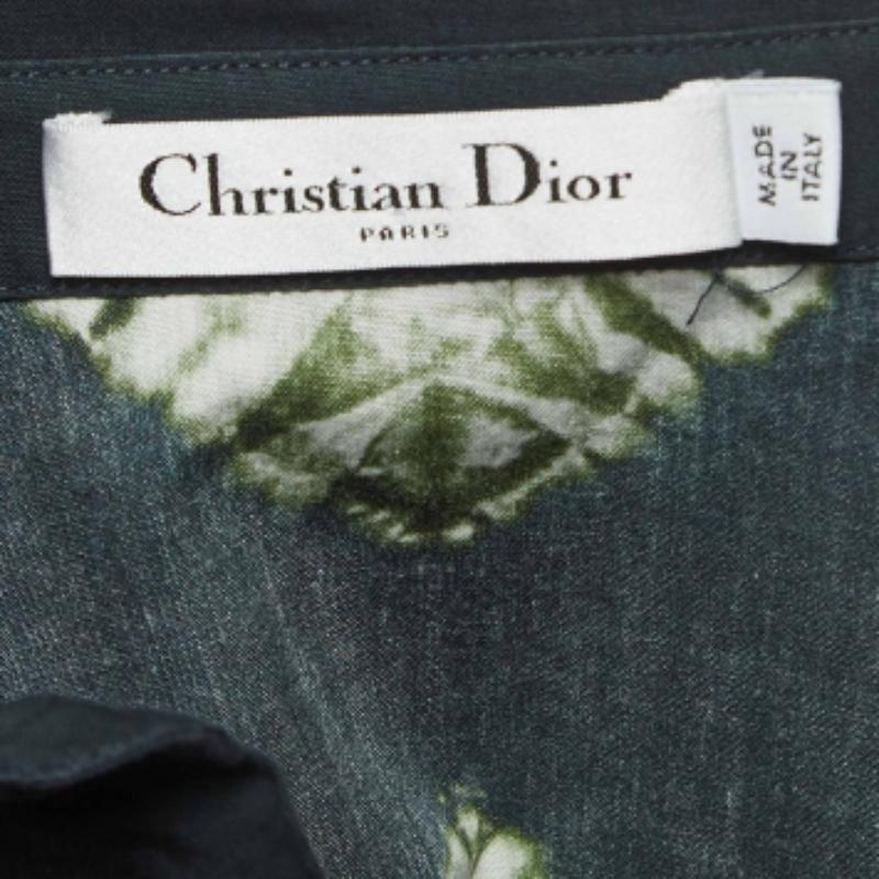 De las mujeres Camisa de manga corta de algodón con estampado de corbata verde Dior M en venta