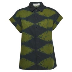 Camisa de manga corta de algodón con estampado de corbata verde Dior M
