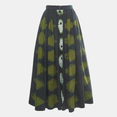 Dior Green Tie Dye Print Cotton Gathered Midi Skirt S
