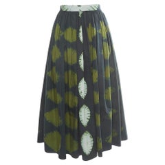 Dior Green Tie Dye Print Cotton Gathered Midi Skirt S