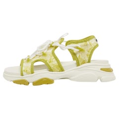 Dior Green/White Canvas and PVC D-Connect Sandals Size 37.5