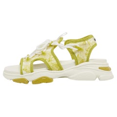 Dior D-Connect-Sandalen aus grünem/Weißem Segeltuch und PVC Größe 37,5