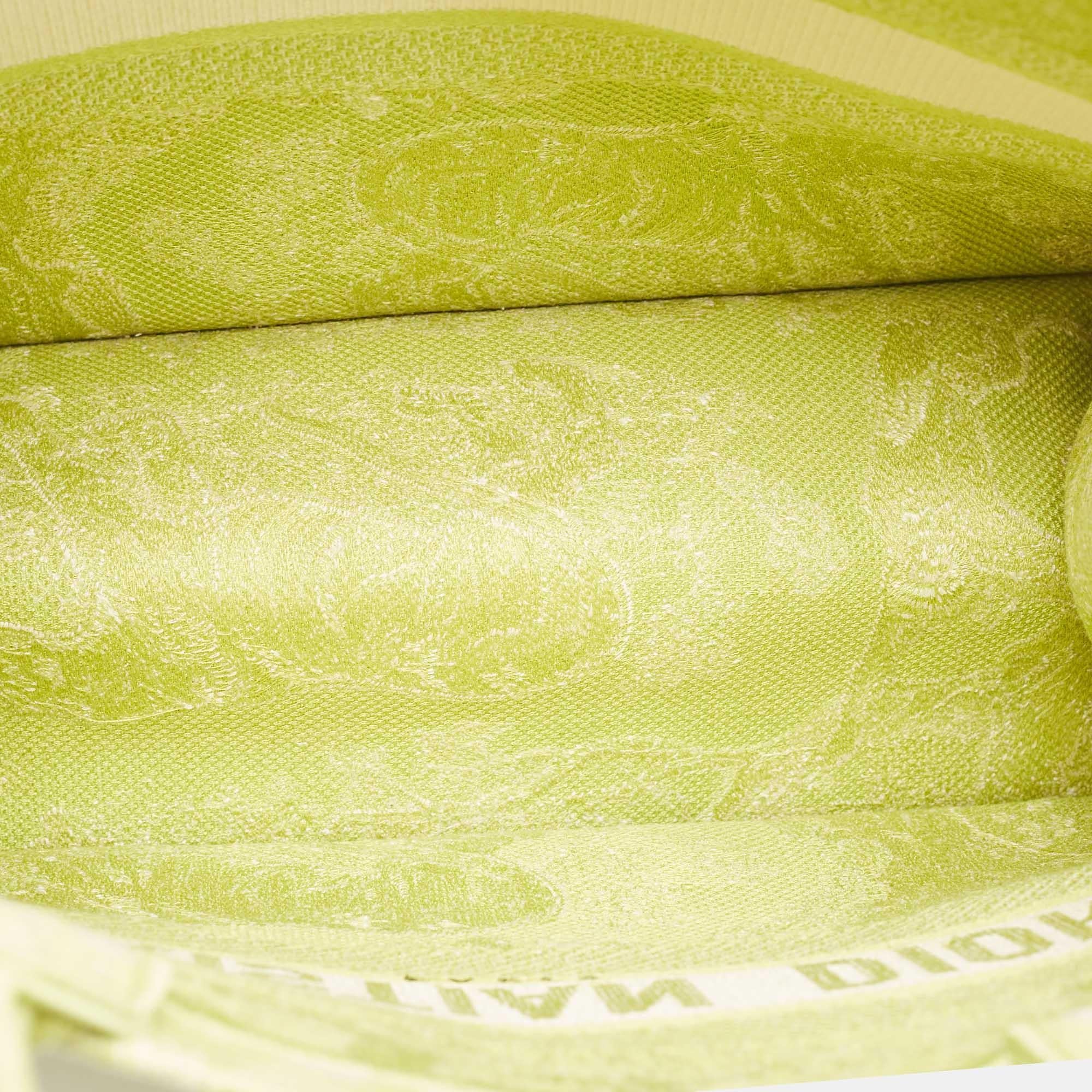 Dior Green/White Embroidered Canvas Medium Toile De Jouy Book Tote 2
