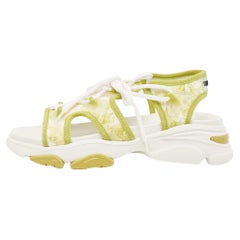 Dior Green/White Neoprene and PVC D-Connect Sandals Size 36.5