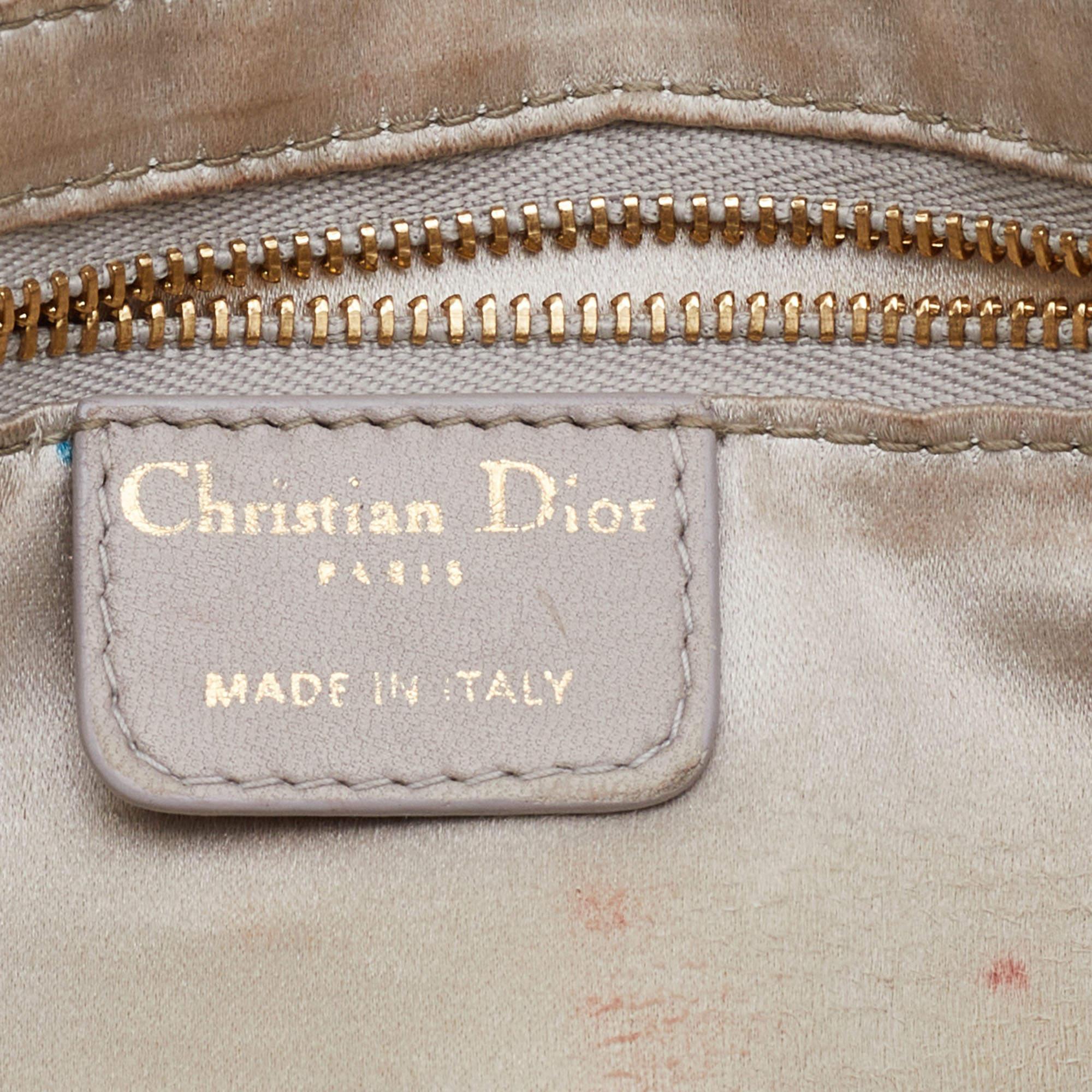 Dior Grey/Beige Stringray and Suede Flap Saddle Shoulder Bag For Sale 5