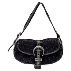 Dior Grey/Black Diorissimo Canvas Trotter Baguette Shoulder Bag