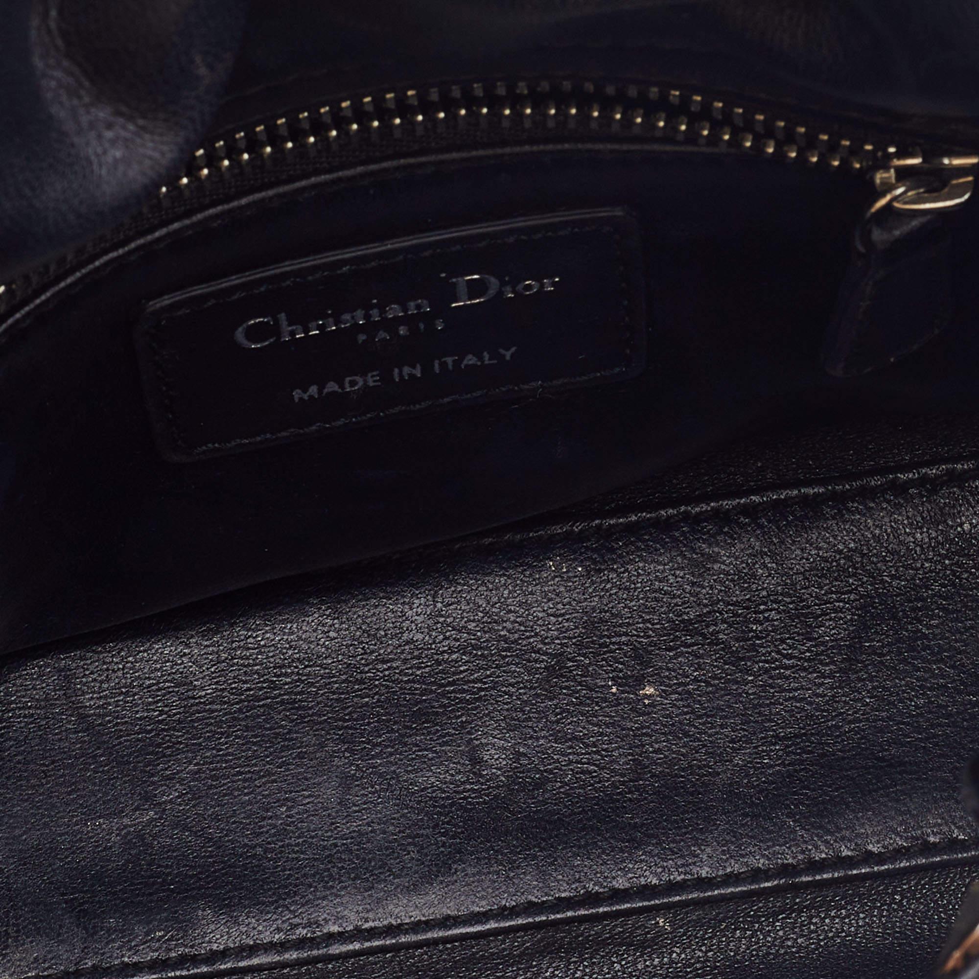 Dior Grey/Black Leopard Sequin, Leather and Wool Mini Lady Dior Tote 6