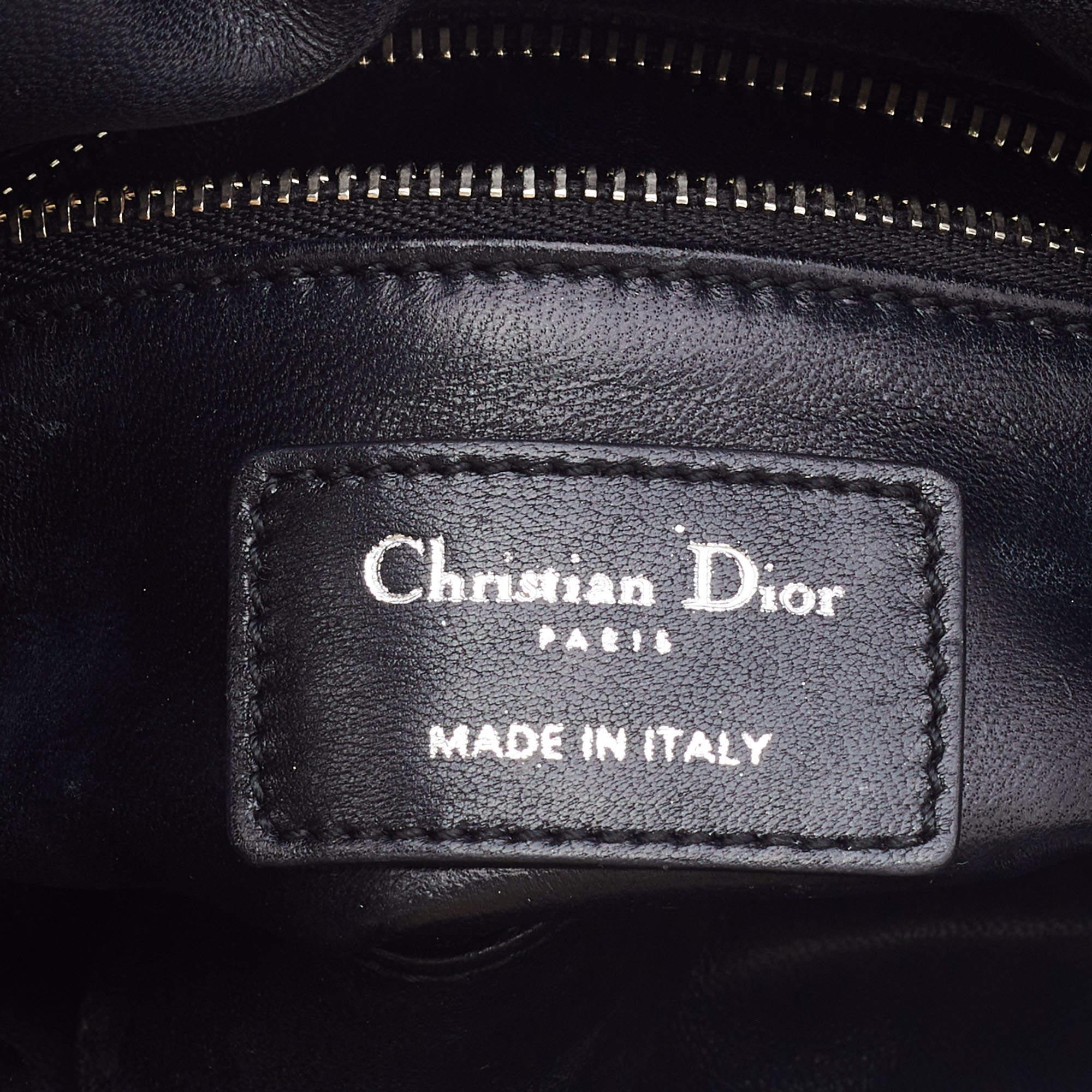 Dior Grey/Black Leopard Sequin, Leather and Wool Mini Lady Dior Tote 7