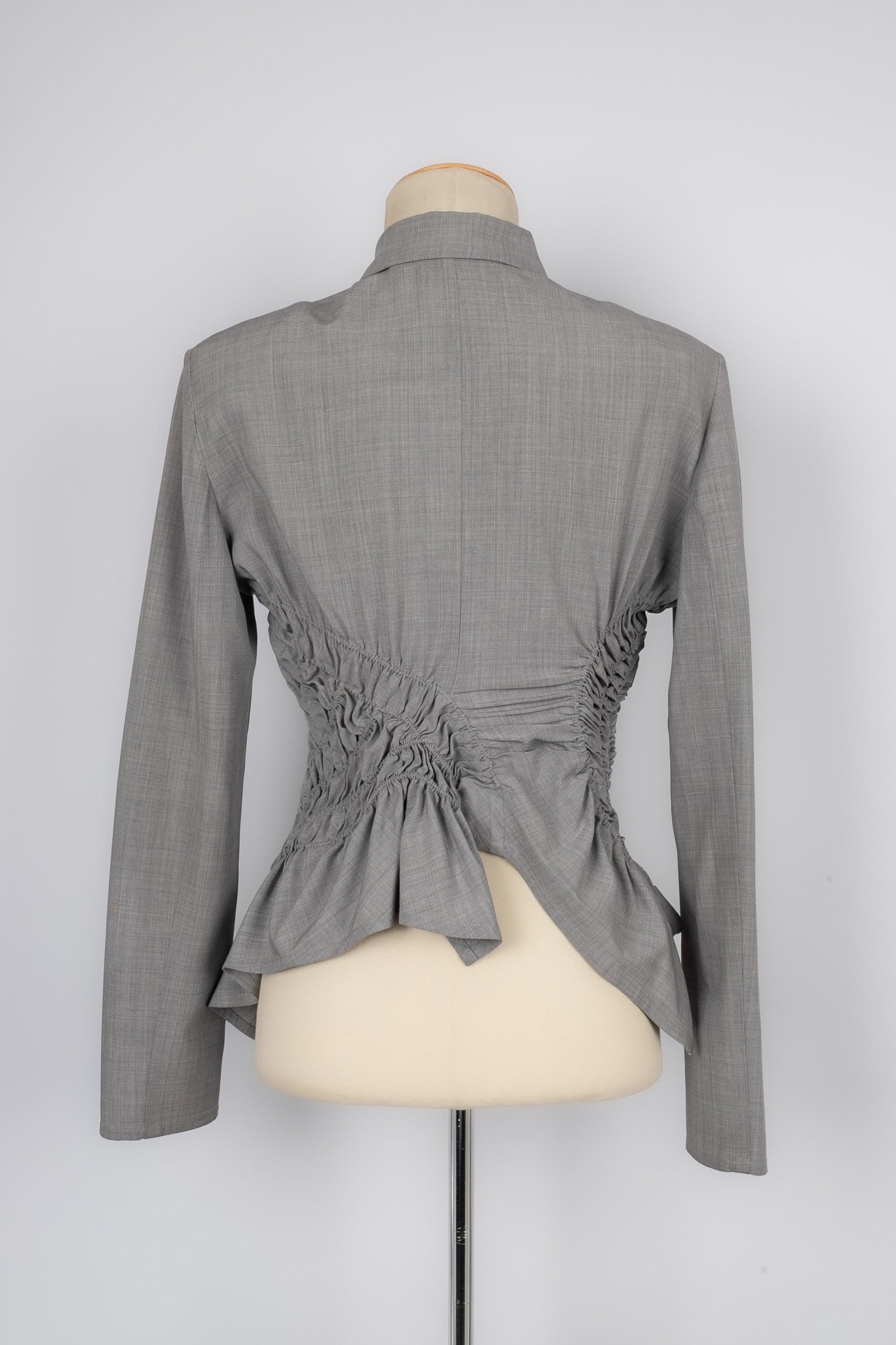 Dior Grey Blended Wool Short Jacket, 2001 In Excellent Condition For Sale In SAINT-OUEN-SUR-SEINE, FR