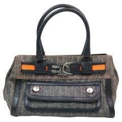 Dior Grey-blue Denim Signature Oblique Monogram Trotter Satchel 870694 Gray Canv