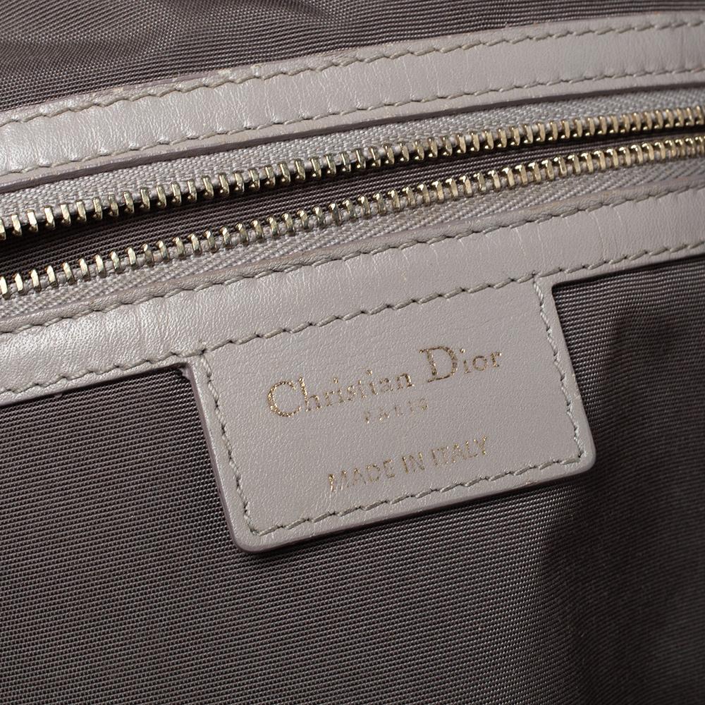 Dior Grey Cannage Coated Canvas and Leather Medium Panarea Tote In Good Condition In Dubai, Al Qouz 2