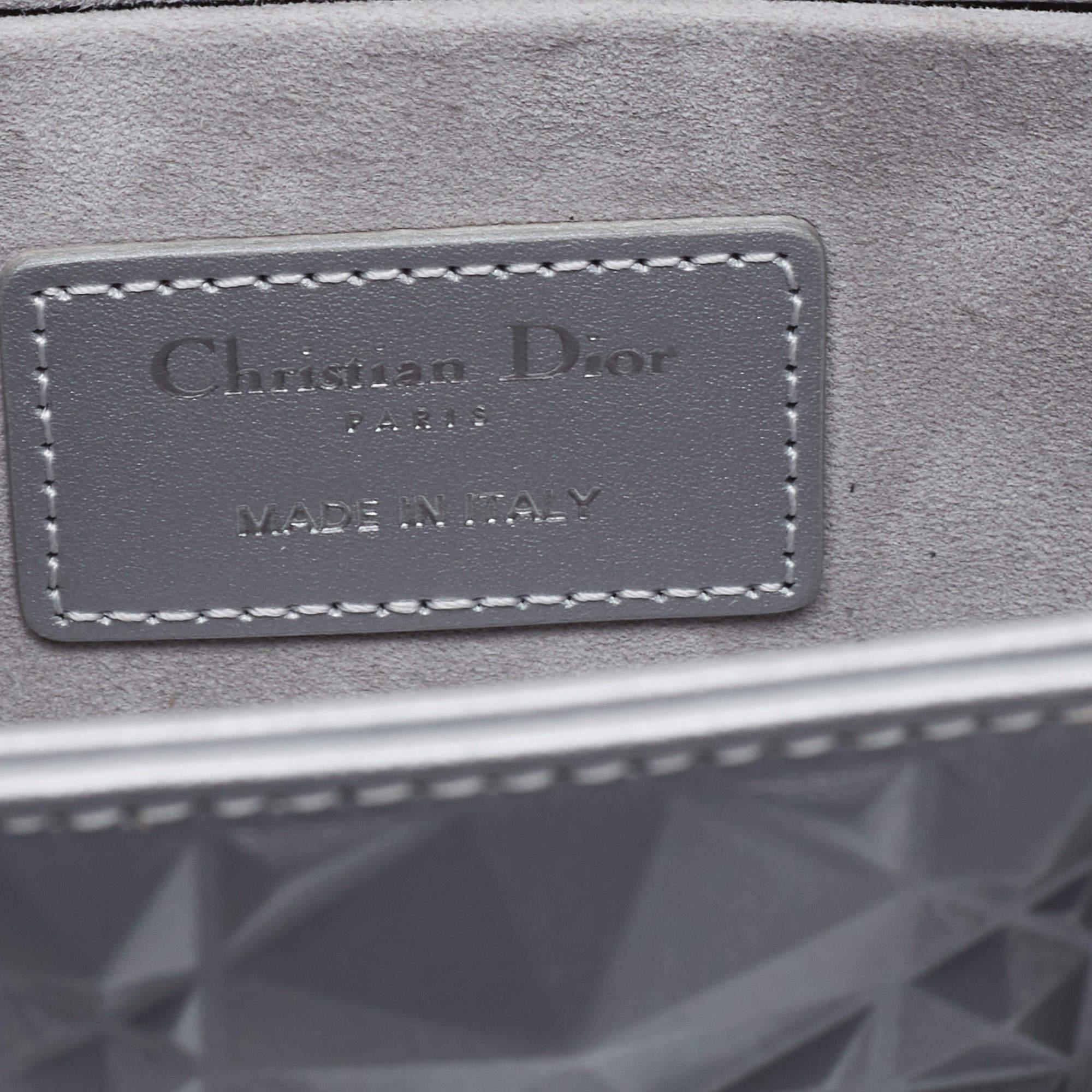 Dior Grey Cannage Diamond Leather Small Lady D-Joy Tote 1